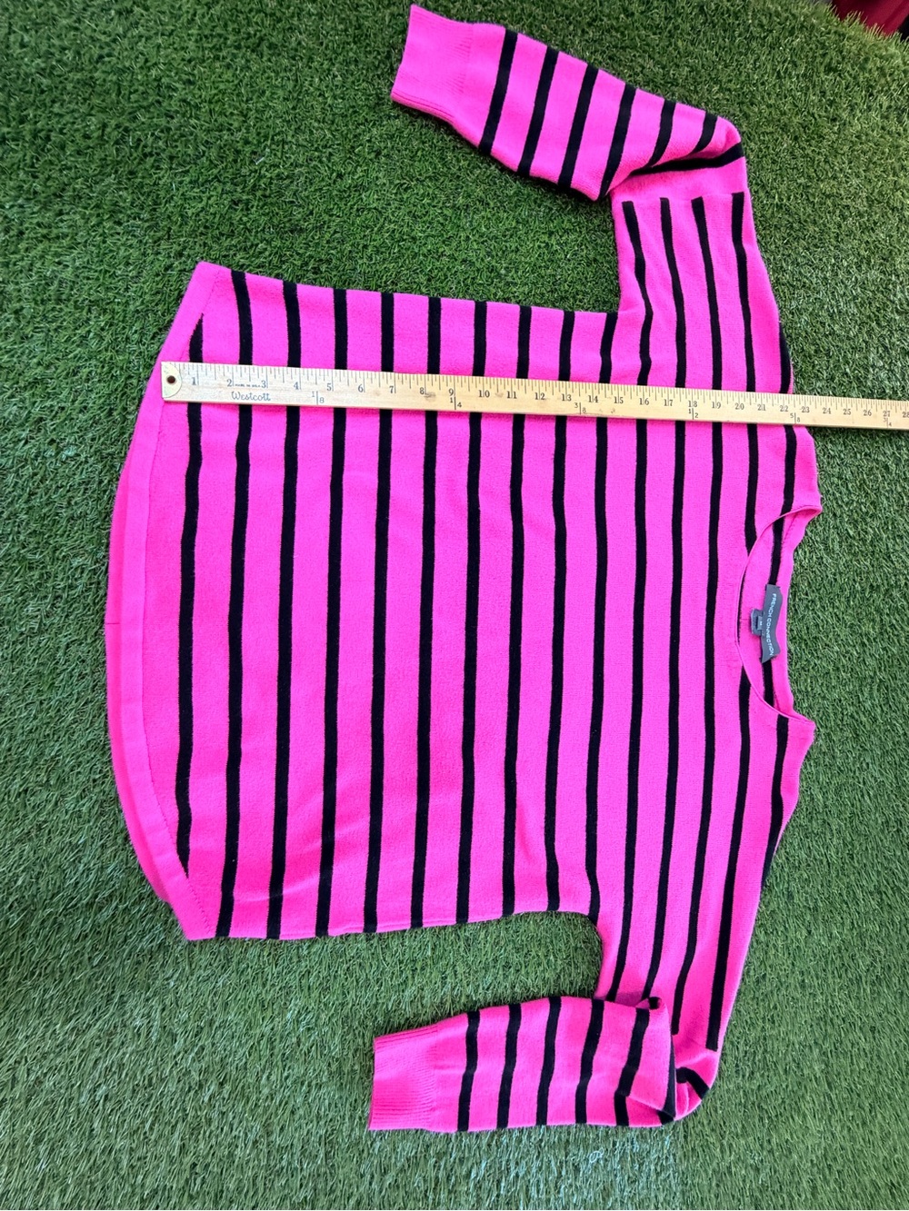 French Connection Hot Pink and Black Striped Sweater
